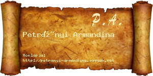 Petrányi Armandina névjegykártya